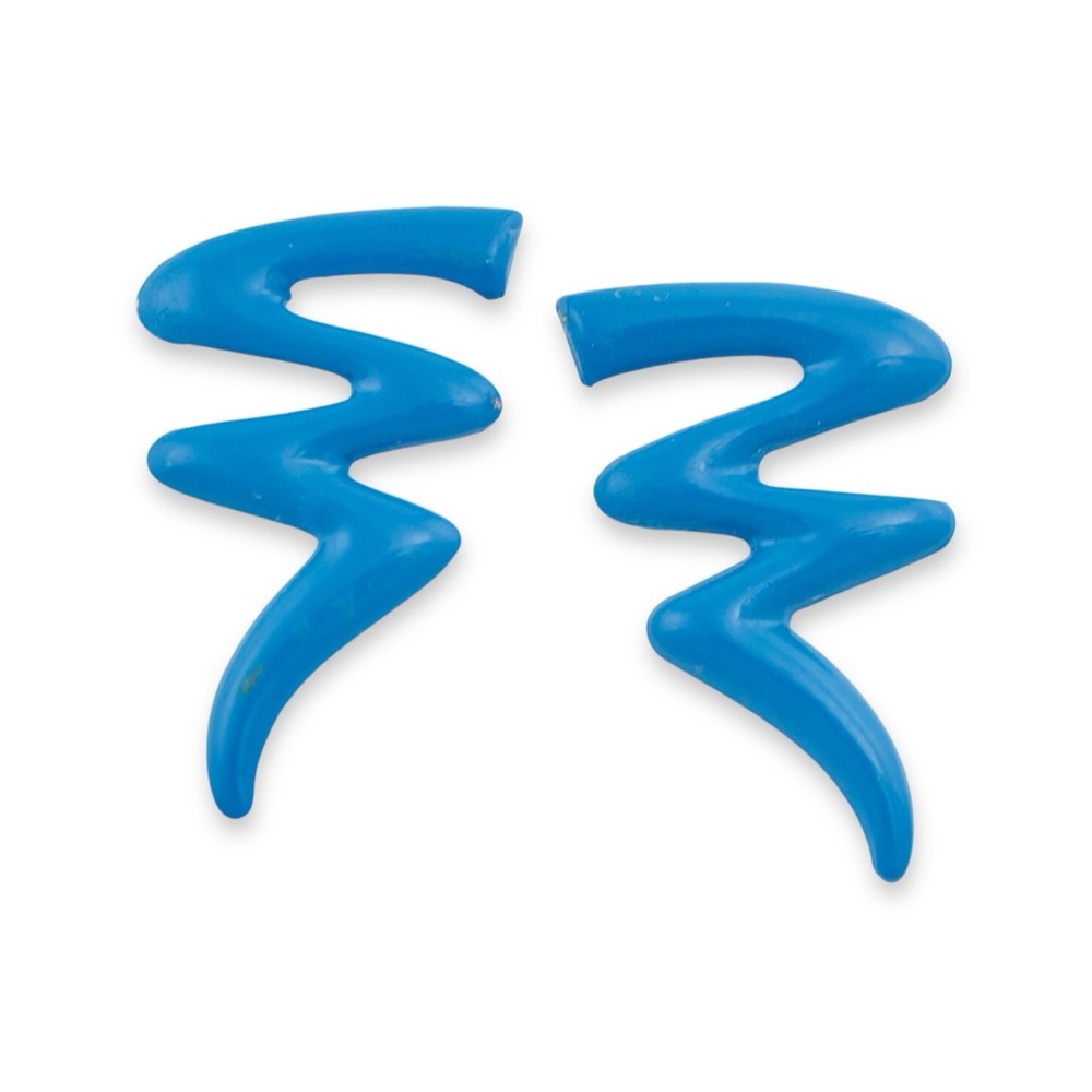 Vintage Blue Enamel Stud Earrings Large Zig-Zag / Squiggle Retro 80s / 90s